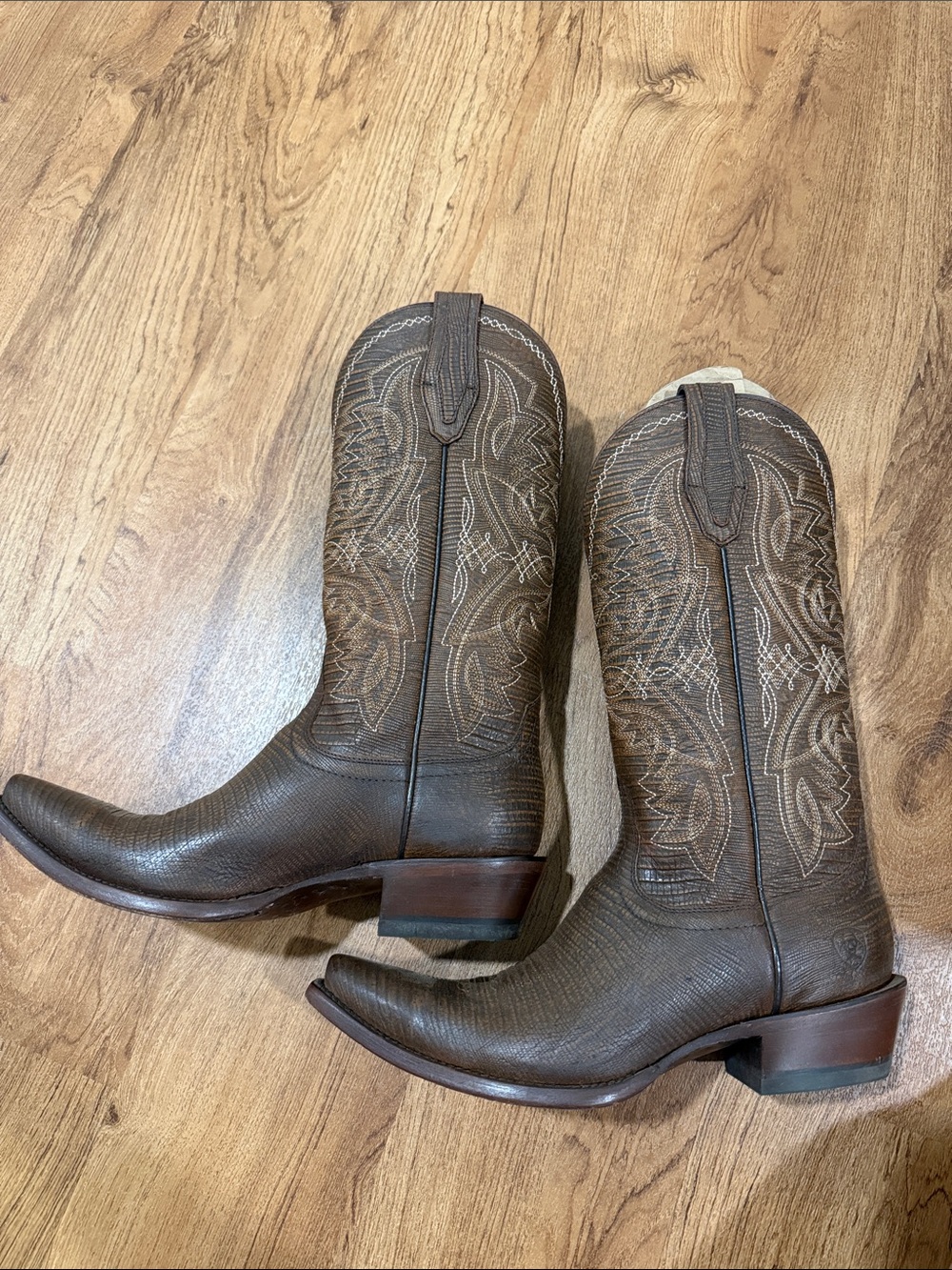 Ariat Alamar Chocolate Lizard Print Western Cowboy Boots 9B - Picture 7 of 10